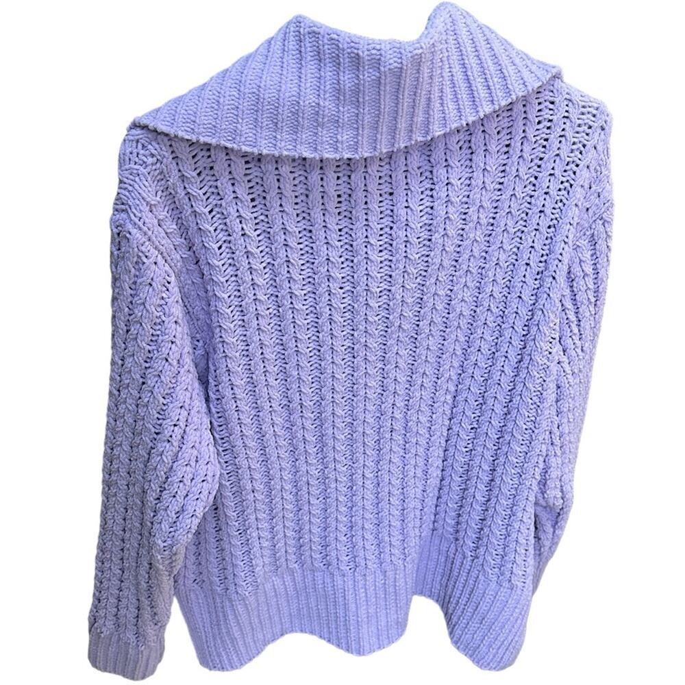 NWT AERIE Chunky Oversized Quarter Zip Sweater Knit in Purple Super soft Size M - Picture 4 of 5